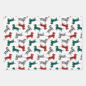kerstdachshonden in Red Flannel Buffalo Pset Inpakpapier Vel (Voorkant)