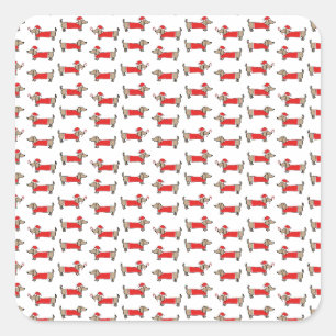 kerstdachshons vierkante sticker