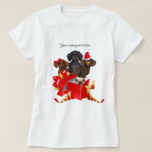 Kerstdachshund Family Tee Shirt (Design voorkant)