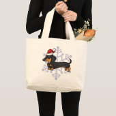 Kerstdachshund (gladde jas) grote tote bag (Voorkant (product))