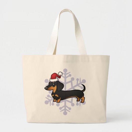 Kerstdachshund (gladde jas) grote tote bag (Voorkant)