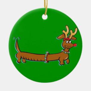 Kerstdachshund Keramisch Ornament