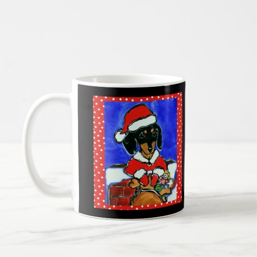 Kerstdachshund Koffiemok (Links)