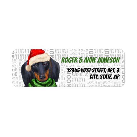 Kerstdachshund Lover Adres Etiket (Voorkant)