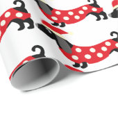 kerstdachshund-patroon cadeaupapier (Rol Hoek)