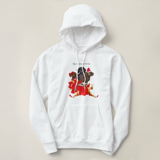 kerstdachshund Red Gift Box Hoodie (Design voorkant)