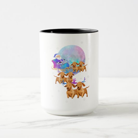 Kerstdachshund Reindeer Santa Dog Mam Mok (Midden)