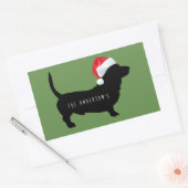 Kerstdachshund Santa Hat Monogram Rechthoekige Sticker (Envelop)