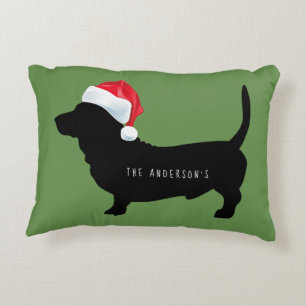 Kerstdachshund Santa Hat Naam Accent Kussen
