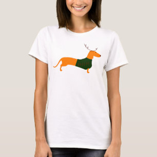 Kerstdachshund T-shirt voor vrouwen