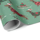 kerstdachshunds met Sweater & Santa Hat Cadeaupapier (Rol Hoek)