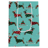 kerstdachshunds met Sweater & Santa Hat Medium Cadeauzakje (Achterkant)