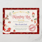 Kerstdag Certificaat Folie Uitnodiging voor Stoute (Voorkant)