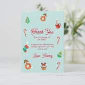 Kerstdag in blauw Gingerbrood Bedankkaart (Staand voorkant)