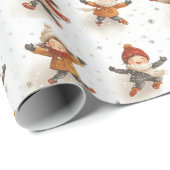 Kerstdag vrolijke speelse Kinder sneeuw Cadeaupapier (Rol Hoek)