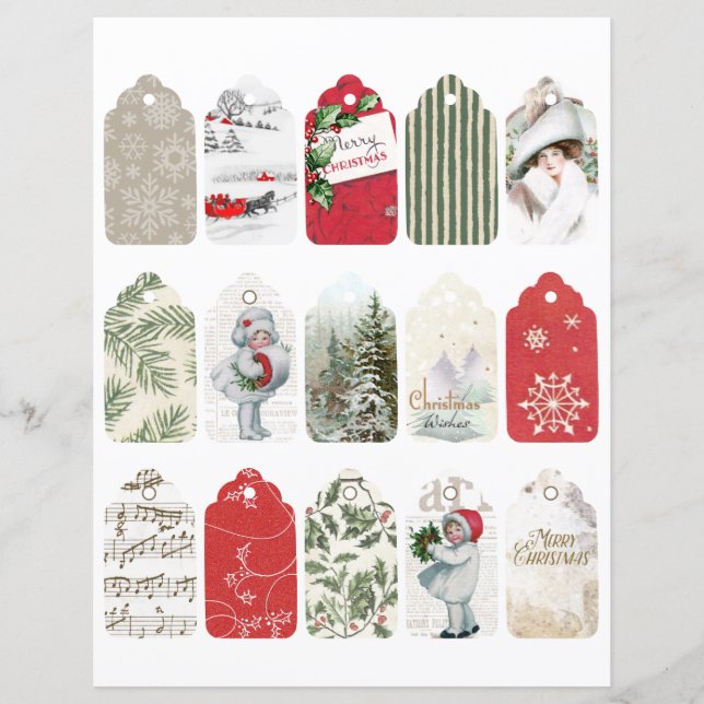 Kerstdagblad Labels  meisje Holly Red (Voorkant)