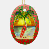 Kerstdagzonsondergang Keramisch Ornament (Achterkant)