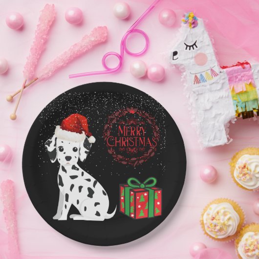 kerstDalmatiaan en cadeautjes op papier borden! Papieren Bordje (Feest)