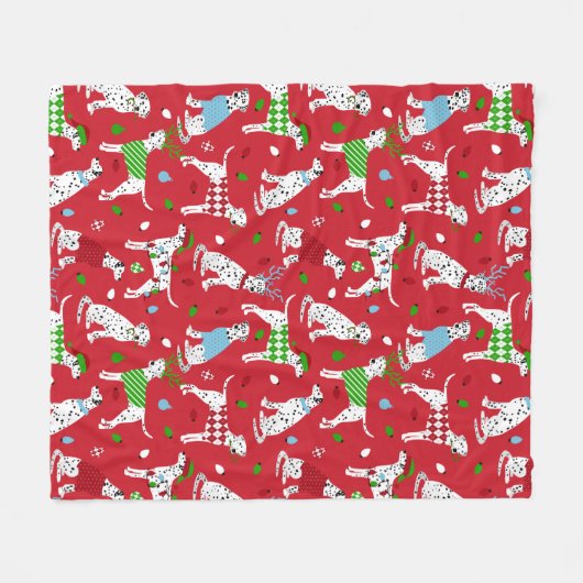 Kerstdalmatiër Fleece Deken (Voorkant (Horizontaal))