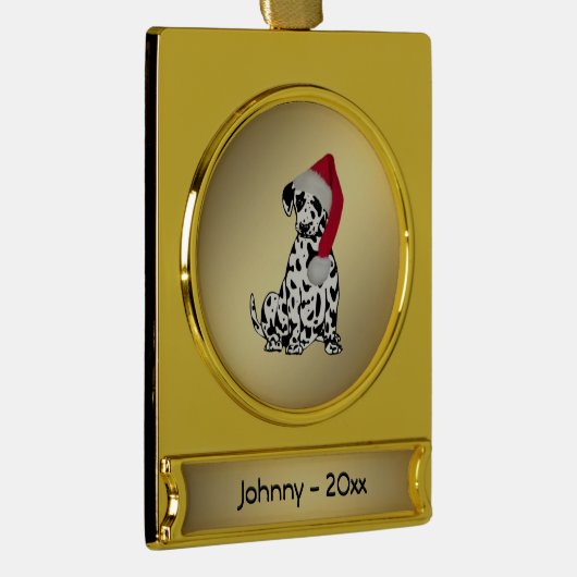 kerstDalmatische persoonlijke datum Verguld Banner Ornament (Rechts)