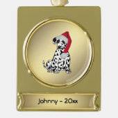 kerstDalmatische persoonlijke datum Verguld Banner Ornament (Voorkant)