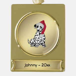 kerstDalmatische persoonlijke datum Verguld Banner Ornament