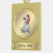 kerstDalmatische persoonlijke datum Verguld Banner Ornament (Links)