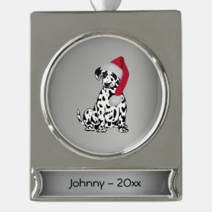 kerstDalmatische persoonlijke datum Verzilverd Banner Ornament