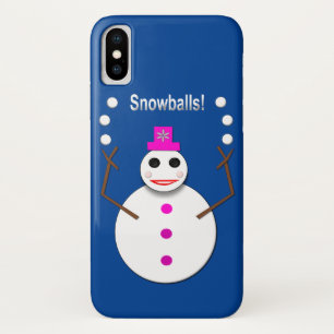 Kerstdame Juggling Snowball Funny iPhone X Hoesje