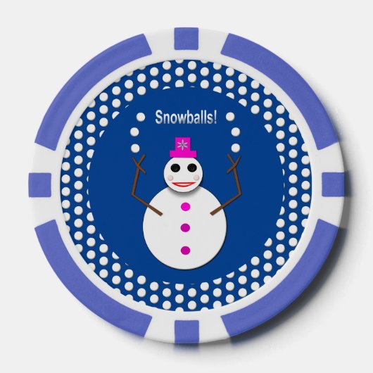 Kerstdame Juggling Snowball Funny Poker Chips (Voorkant)