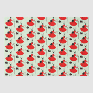 Kerstdame van 1950 met hond Wrapping Pape Tissuepapier