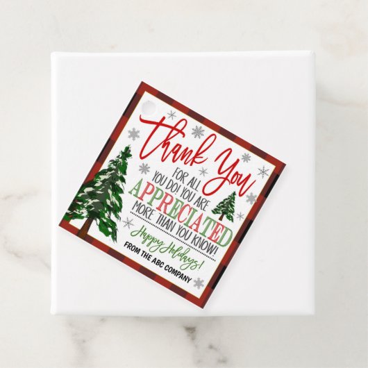 Kerstdank: Label met cadeaus (In situ)