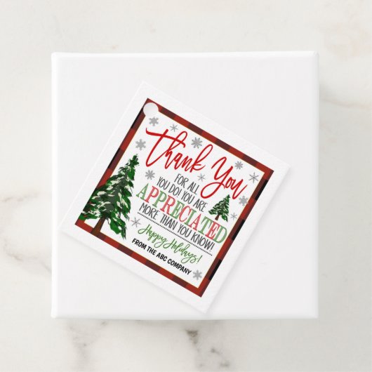 Kerstdank: Label met cadeaus (In situ)