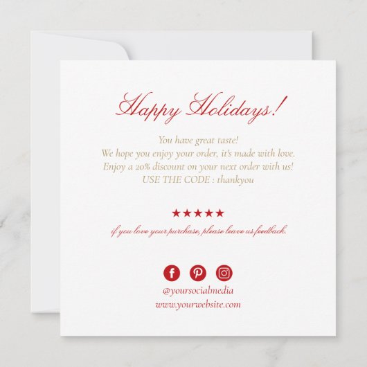 Kerstdank Visitekaartje Bedankkaart (Achterkant)