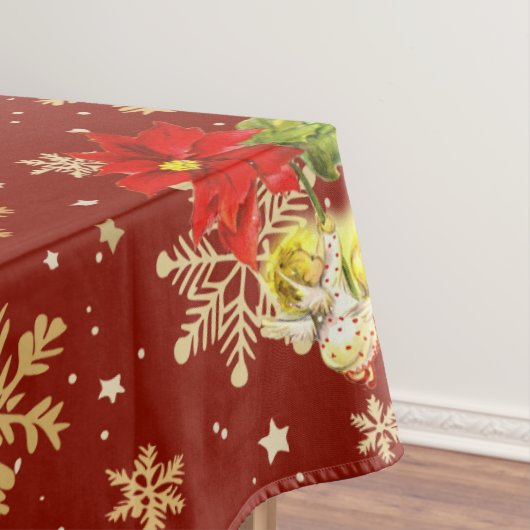 Kerstdansen Baby Angels Rood en Sneeuwvlokken Tafelkleed (Voorbeeld)