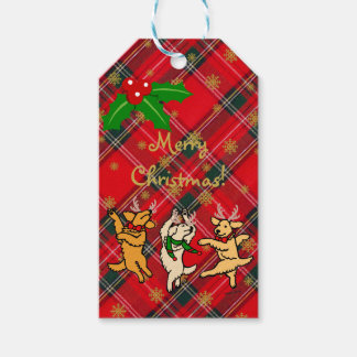 Kerstdansen Golden Retrievers Cadeaulabel