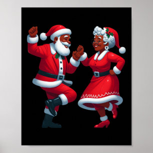 Kerstdansen zwarte Afro-Amerikaanse Santa Mrs. Poster