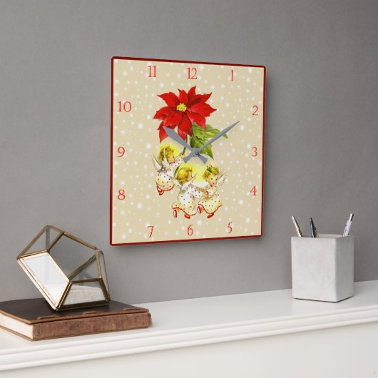 Kerstdansende Baby Angels wandklok Vierkante Klok (Kantoor)