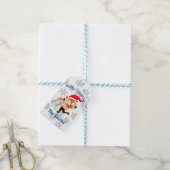 Kerstdansende fox, aangepast cadeaulabel (Met Touw)