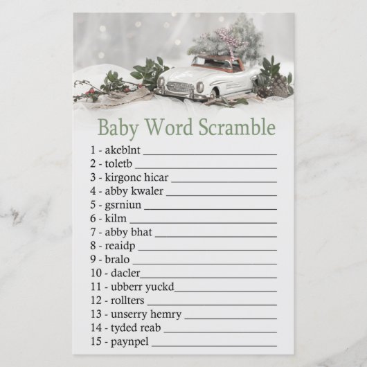 kerstdecor Baby word scramble game (Voorkant)