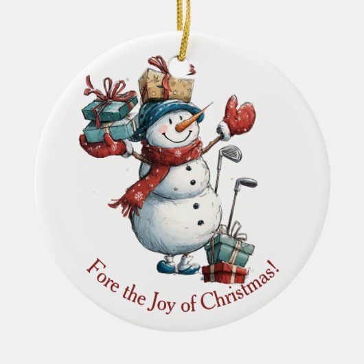 Kerstdecor voor golfliefhebbers - Snowman Design Keramisch Ornament (Voorkant)