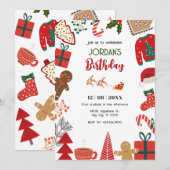 Kerstdecoratie leuke verjaardag kaart (Voorkant / Achterkant)