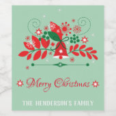 Kerstdecoratie met bel wijn etiket (Enkel label)