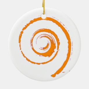Kerstdecoratie met Oranje tweeling Keramisch Ornament
