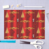 Kerstdecoratie op rood tissuepapier (Craft)