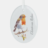 Kerstdecoratie - Robin Waterverven Glas Ornament (Voorkant links)