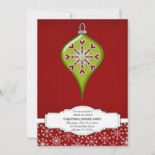 Kerstdecoratie (rood) kaart (Voorkant)