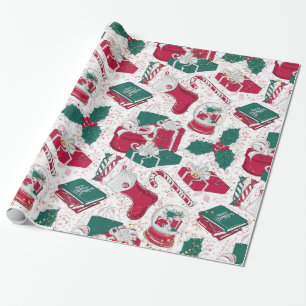 Kerstdecoratie rood wit cadeaupapier