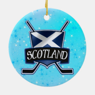 Kerstdecoratie Schotse ijskap Hockey Flag Keramisch Ornament