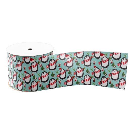 kerstdecoratief lint, pinguïn grosgrain lint (Spoel)